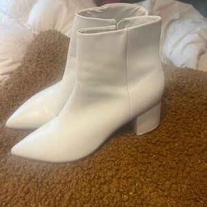 Marc fisher white posted toe booties.